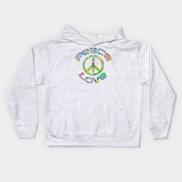 Retro Tie Dye Peace & Love with Peace Symbol Kids Hoodie by Roly Poly Roundabout